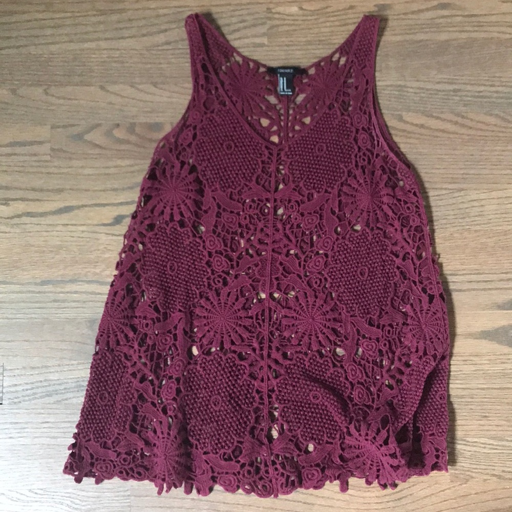 H&M Wine Colored Crochet Tank